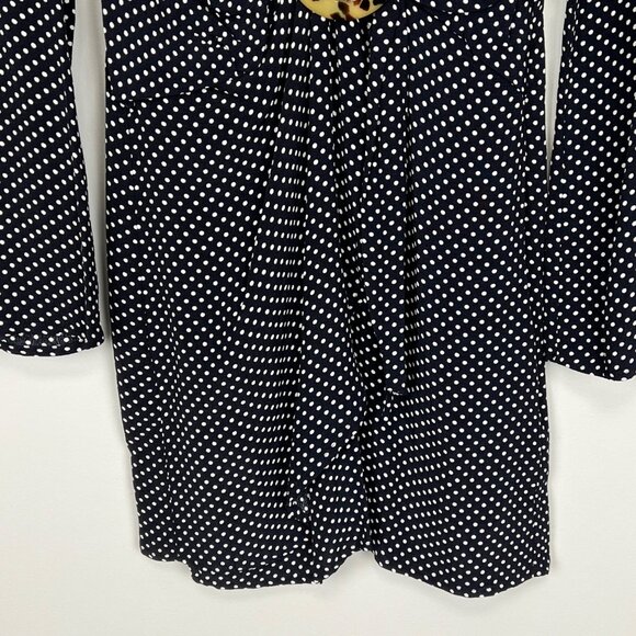 Topshop Womens Blue Polka Dot Long Sleeve Mini Dress Tortoise Ring size 2 - Picture 5 of 13